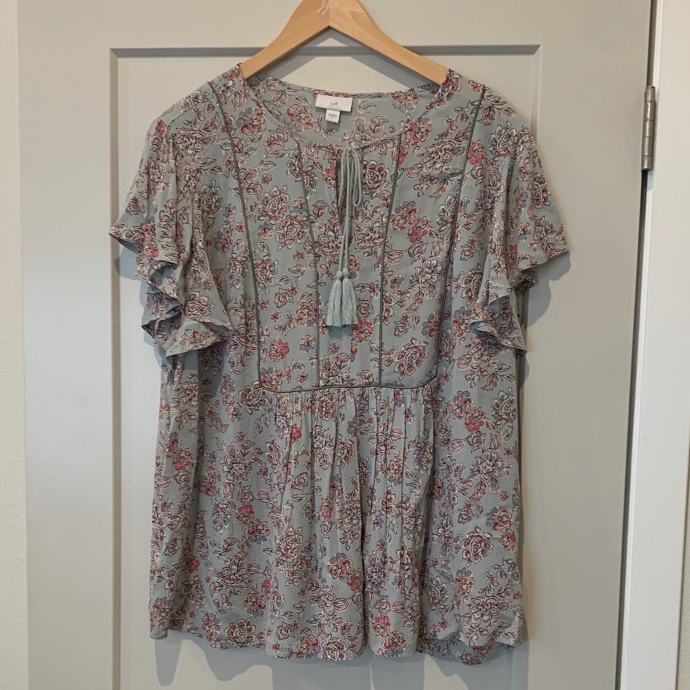J. Jill Floral Blouse - Gray and Red
